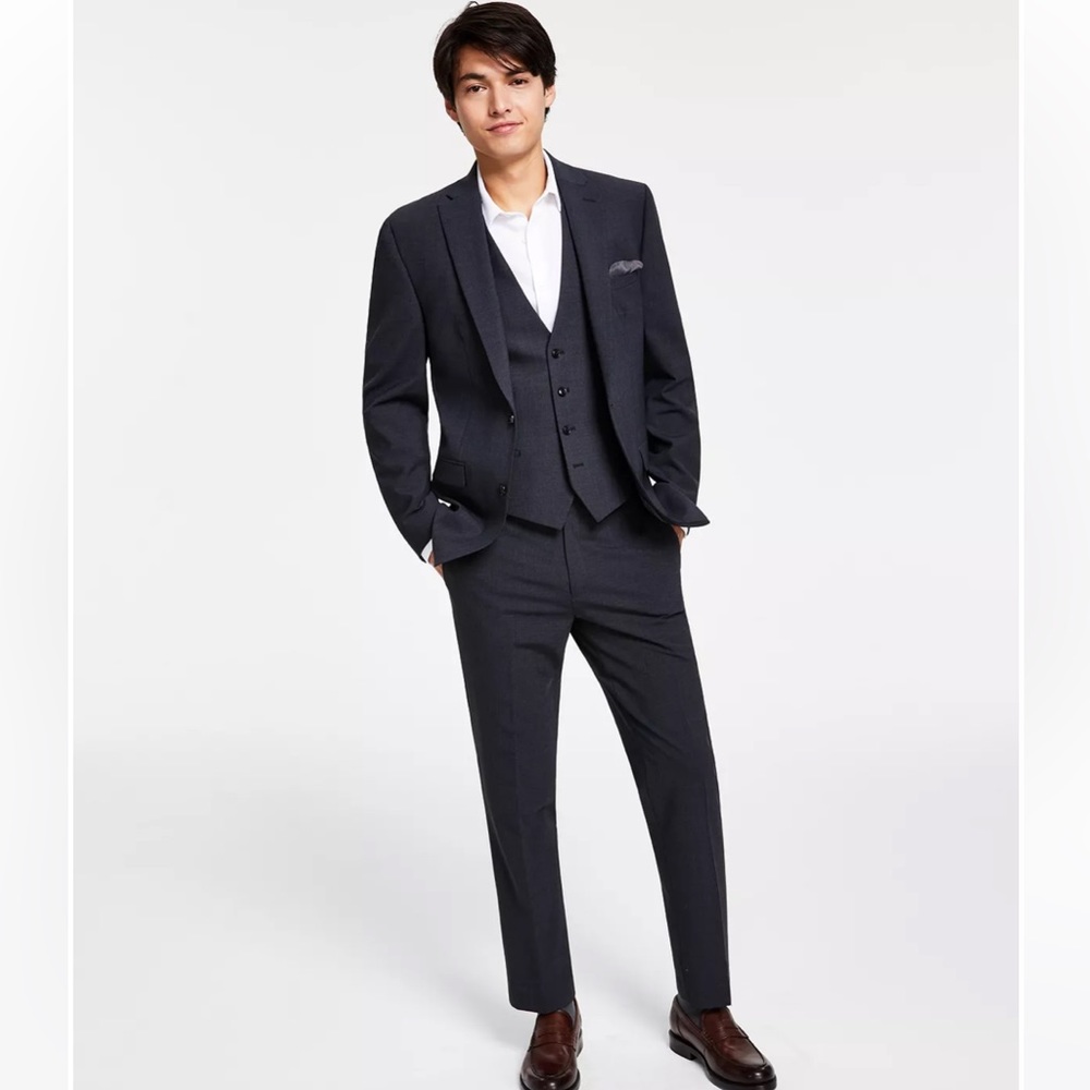Men's Slim-Fit Solid Wool Suit
